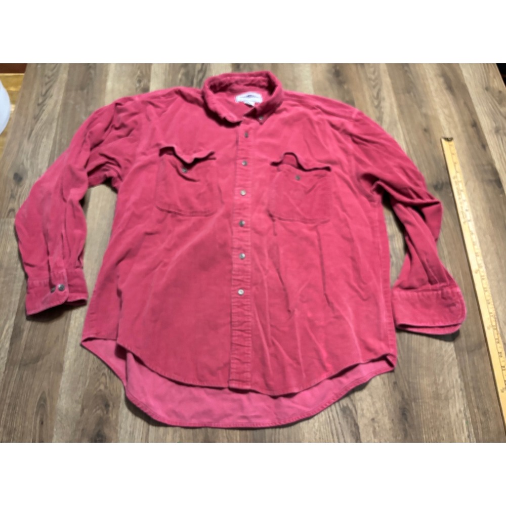 Arizona Jean Company Shirt Mens Size XL Red Corduroy Long Sleeve Button Down